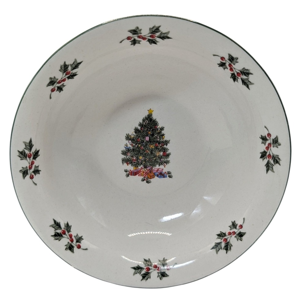 Gibson Noel Morning Soup Bowl Christmas Tree and Holly Holiday Vintage SEE